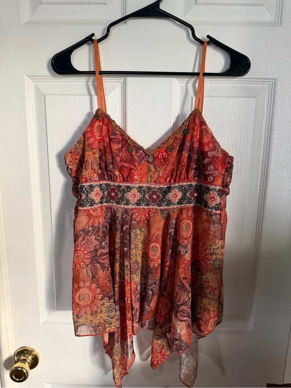 Y2K Candie's orange & brown floral Cami
